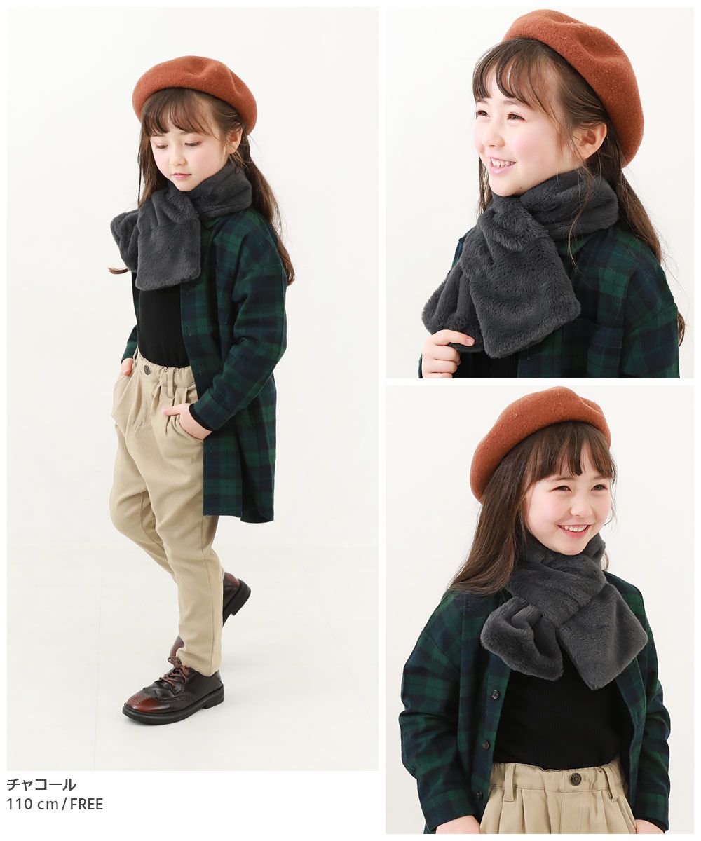 日本 devirock - 柔軟短絨毛優雅造型圍巾-卡其 (FREE)