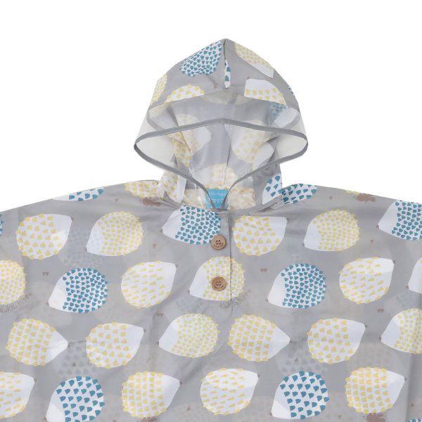 日本 kukka hippo - 兒童防雨斗篷(附收納袋)-萌萌刺蝟 (適穿身高:90cm)