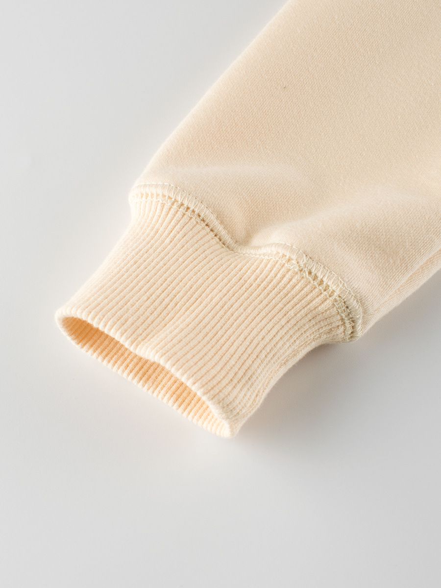 (大童)加絨圓領長袖上衣/大學T-愛心玩偶熊-杏色