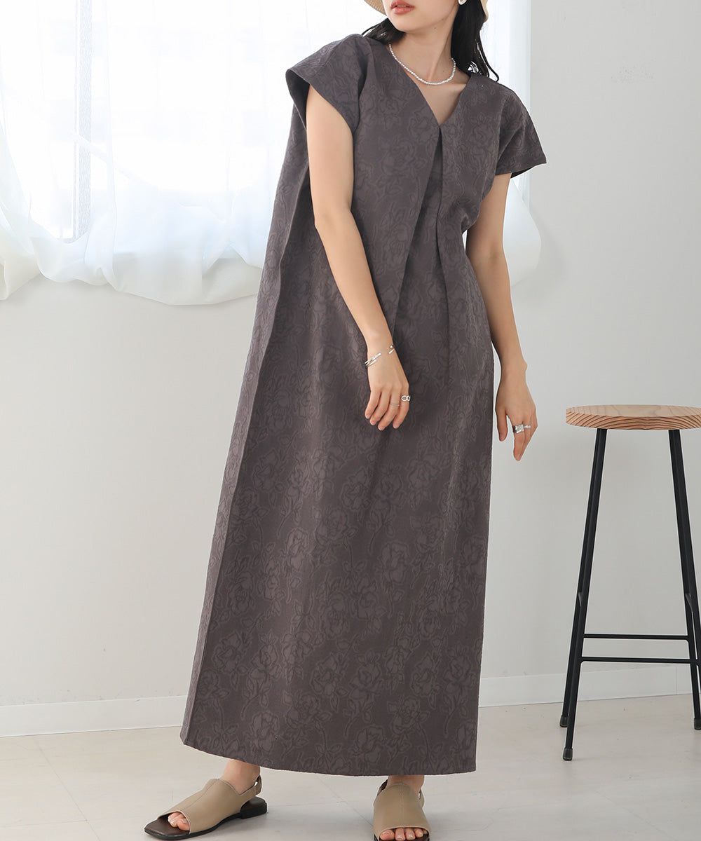 日本 Bab - 2WAY質感棉麻法式袖洋裝-米杏