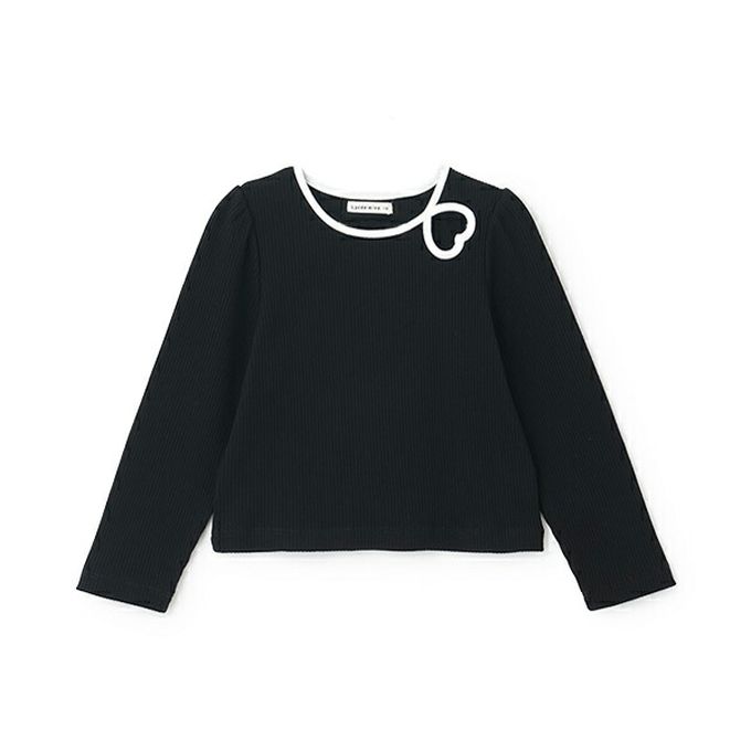 日本 Lycee mine - 愛心鏤空羅紋長袖上衣-黑