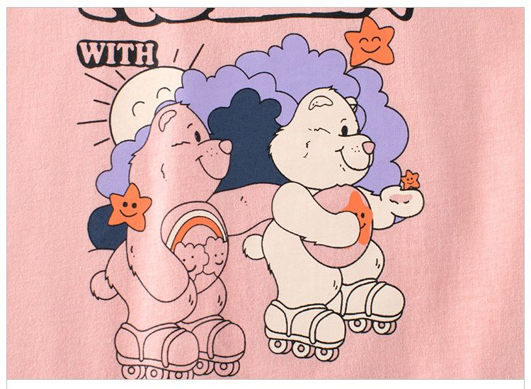 純棉短袖上衣-熊熊朋友-粉色