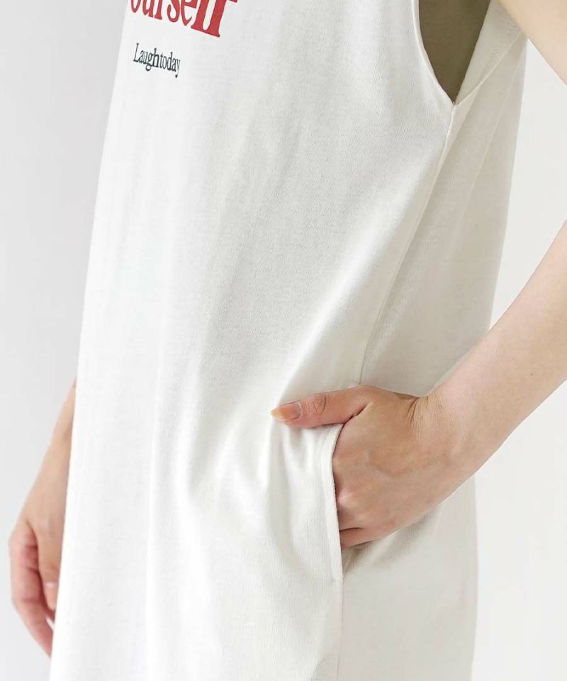 日本 zootie - 顯瘦休閒印花法式袖洋裝-白