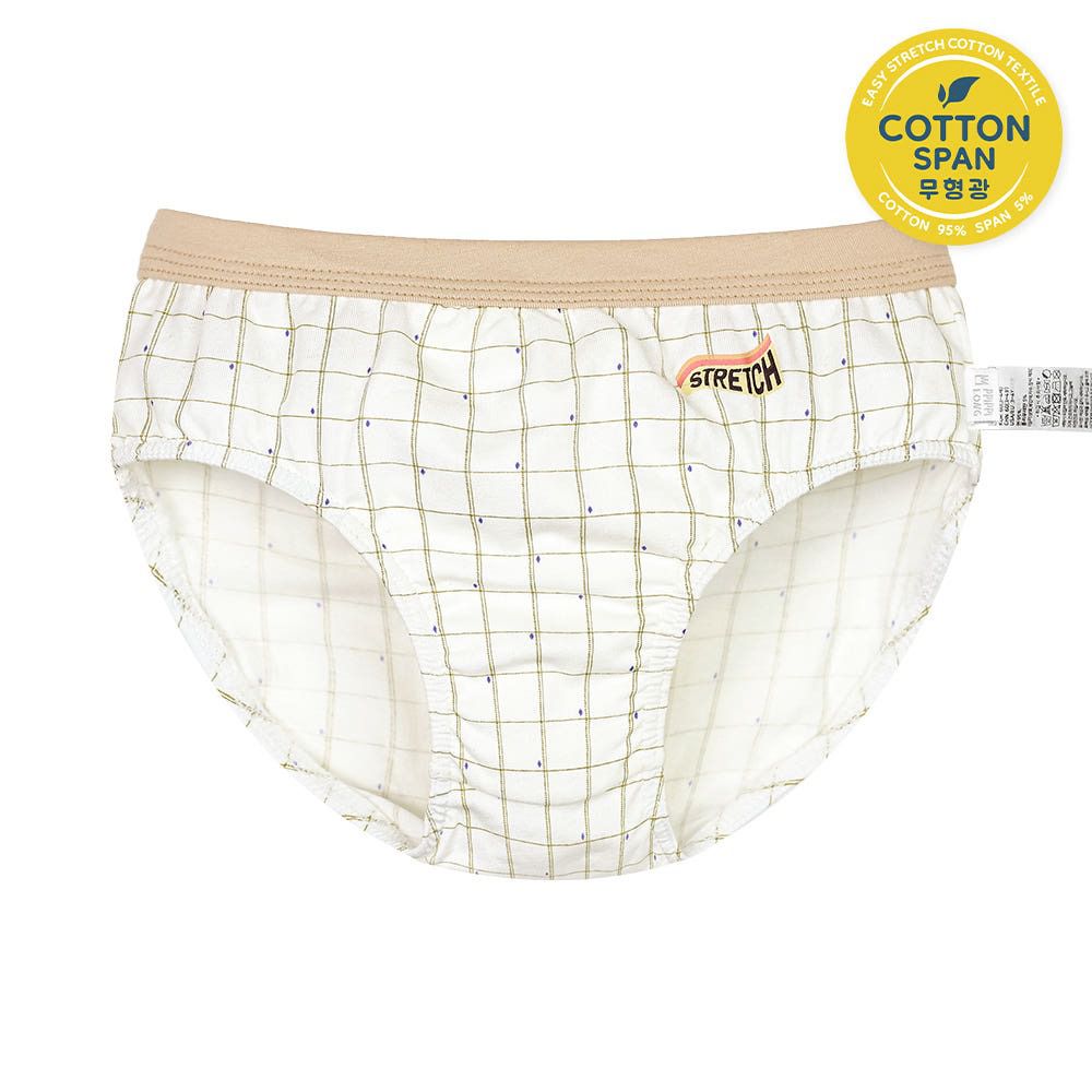 輕柔棉透氣三角褲(男寶)-文字點綴格紋-米