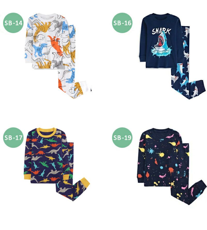 日本 Ho-ho kids - 100%純棉長袖兒童睡衣/家居服-閃耀星星-白x藍