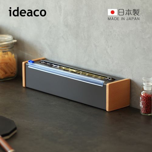日本IDEACO - 日本製原木鋼製保鮮膜切割器(送保鮮膜1入)-黑