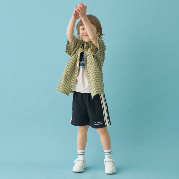 日本 b-ROOM - 側邊線條休閒短褲(4分丈)-燕麥