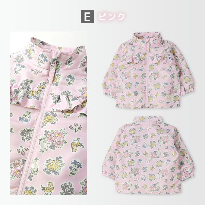 日本 ZOOLAND - 撥水加工 防風刷毛鋪棉外套-小碎花-象牙杏