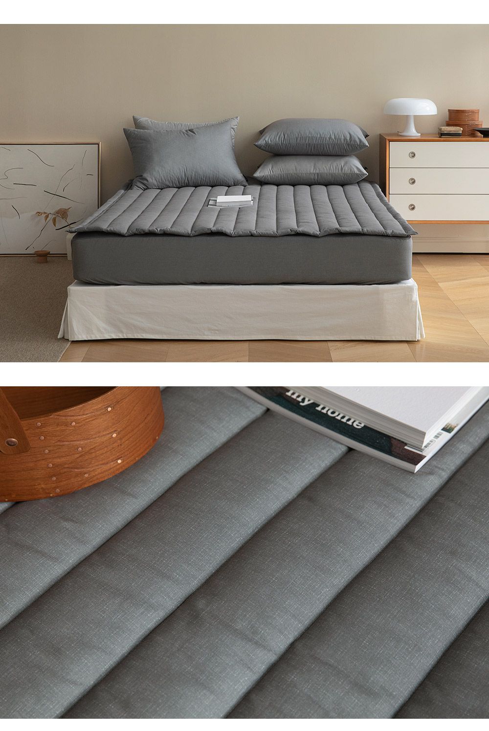 韓國 Maatila - 可水洗超細纖維桃皮感保潔墊/睡墊-木炭灰