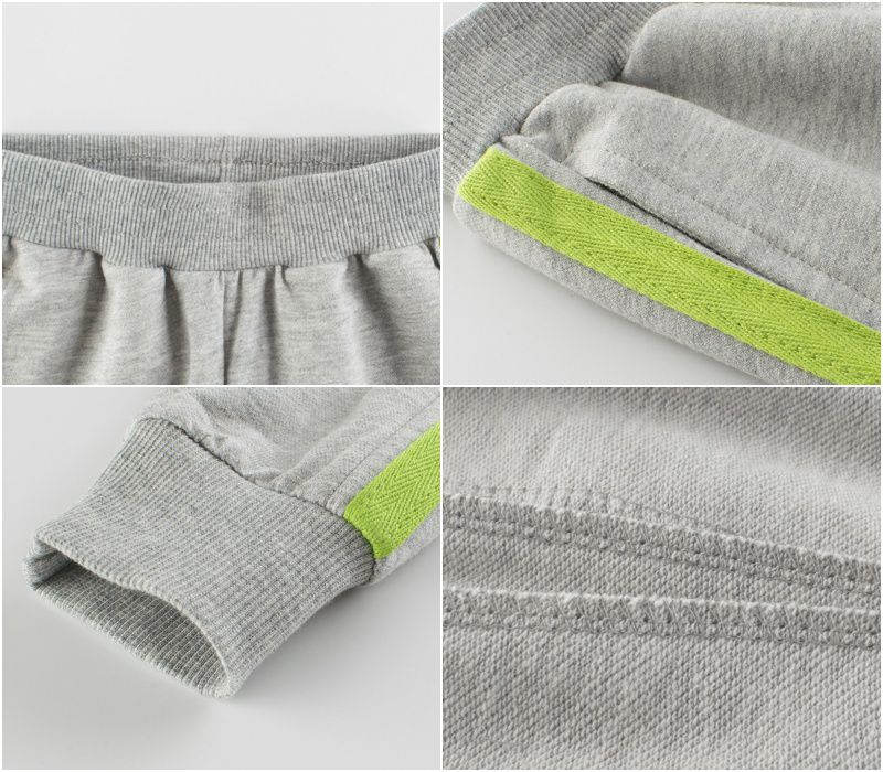 純棉縮口運動長褲-螢光色x灰色