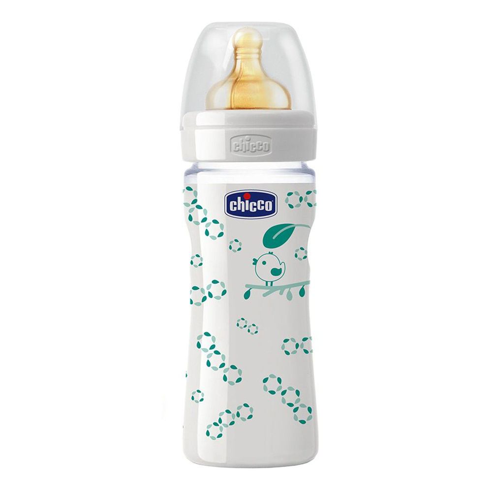 義大利 chicco - 舒適哺乳-自然率性玻璃奶瓶(單孔)-矽膠 (240ml)