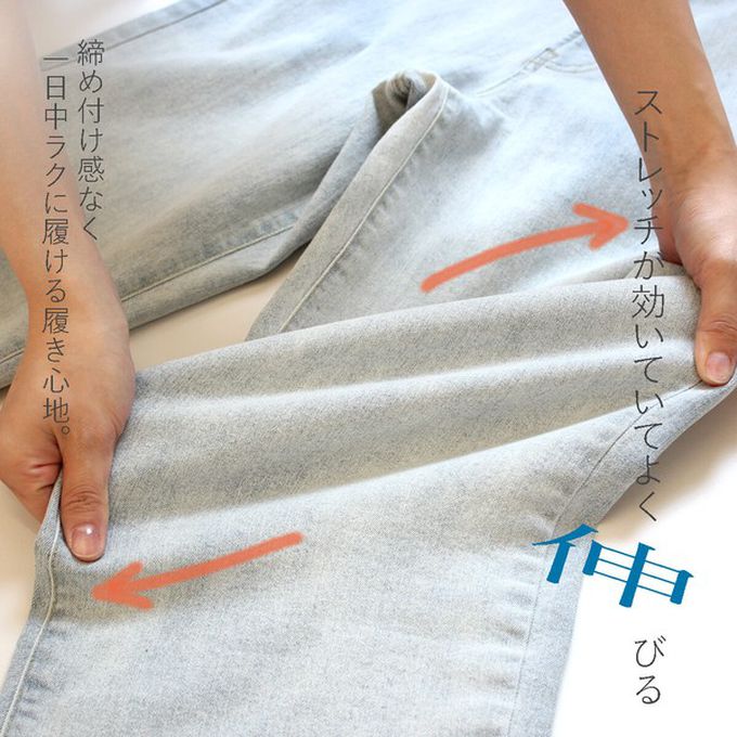 日本女裝代購 - 彈力修身高腰直筒丹寧褲(再生環保材質)-淺水藍