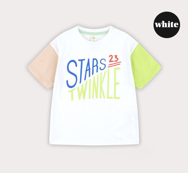 韓國 HEJMINI - 斜邊字母拼接色上衣-橄欖綠