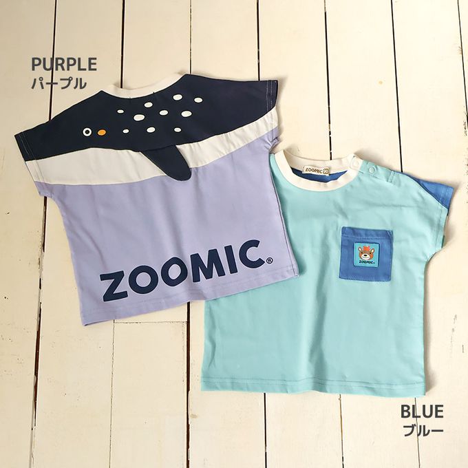 日本 ZOOLAND - 海洋印花短袖上衣-背後鯨魚-水藍