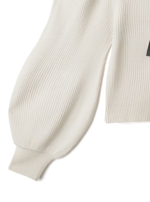 日本 GRL - 復古花邊領綁帶澎袖針織長袖上衣-丁香紫