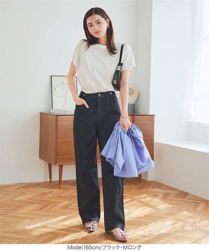 日本 Kobe Lettuce - 舒適彈性腰圍直筒美型丹寧褲-靛藍