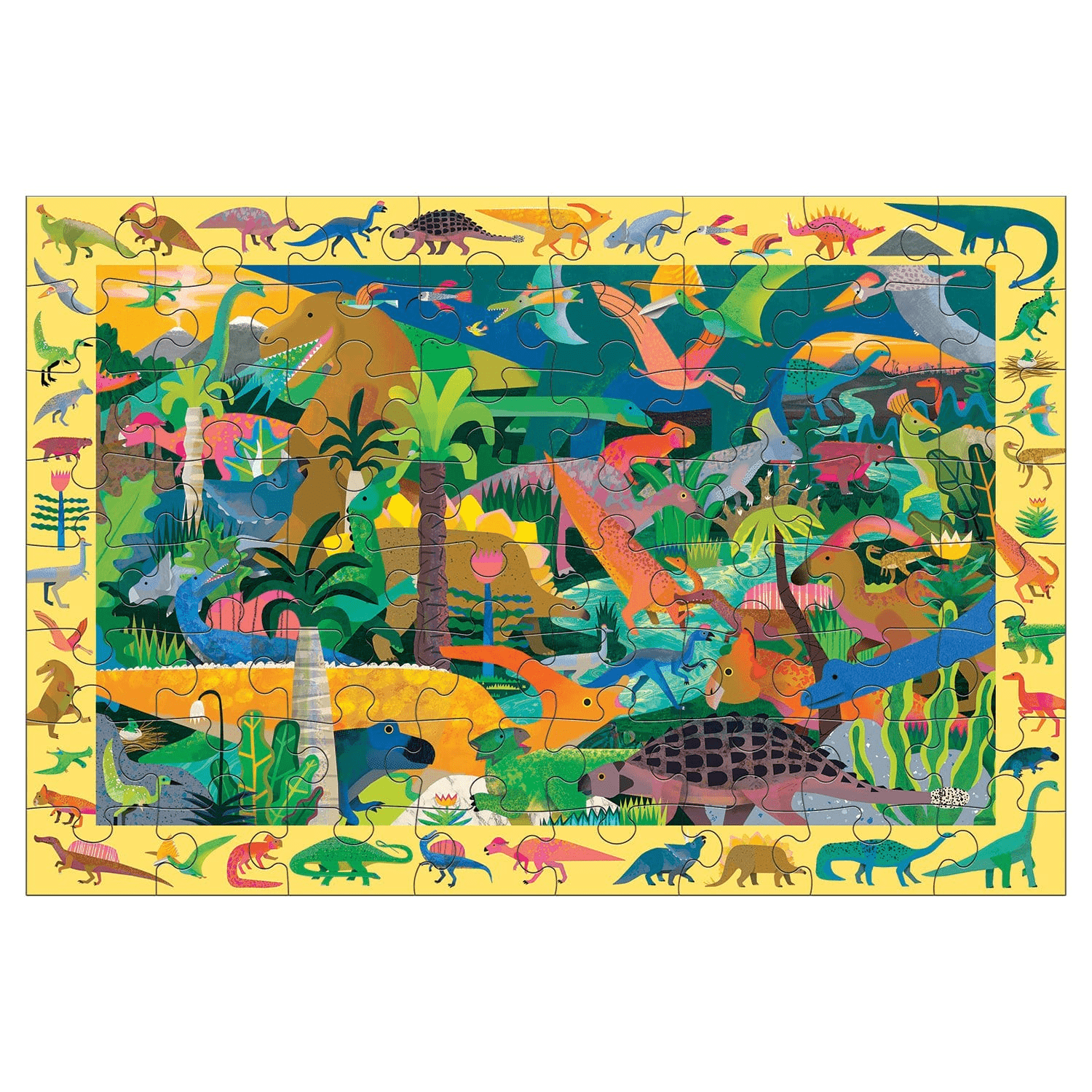 美國 mudpuppy - 尋找拼圖-恐龍世界-64片