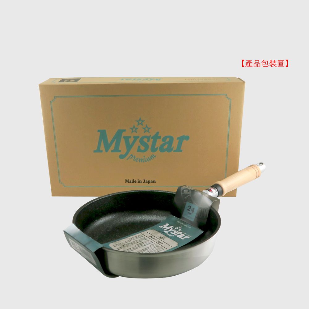 日本北陸 hokua - Mystar 黑金鋼不沾平底鍋-媽咪愛獨家超值特惠組(平底鍋+竹製鍋鏟)-24cm