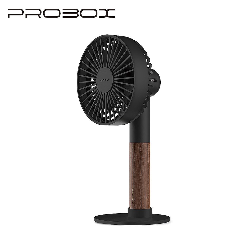 PROBOX - [盒損福利品] UDDO 櫸木手持風扇 (附底座)-黑色