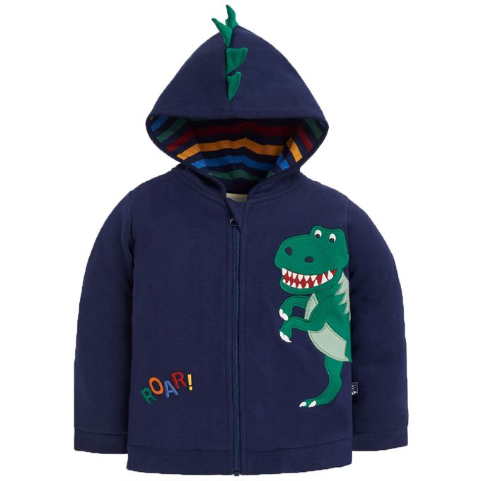 英國 JoJo Maman BeBe - 100%純棉保暖連帽外套-帝王暴龍