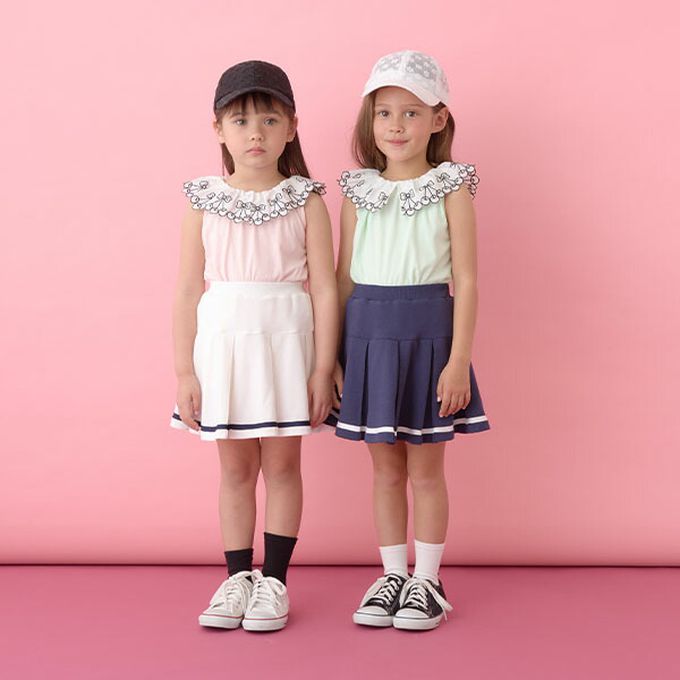 日本 Lycee mine - 精緻櫻桃蕾絲領無袖上衣-白