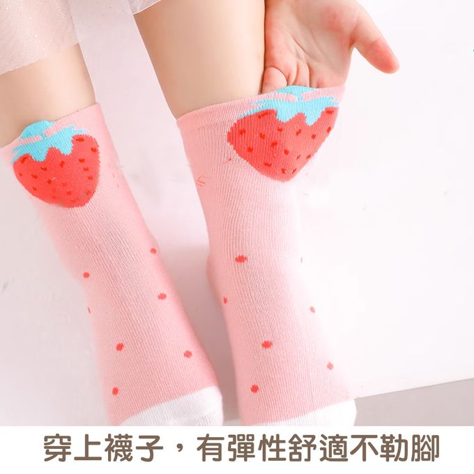 腳ㄚ子 - 幼/兒童棉質中筒襪 童襪 襪子 棉襪 兒童襪-草莓蛋糕