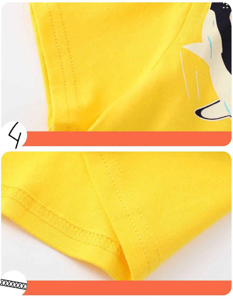 Jumping meters - 夜光圓領短袖上衣-鯊魚軍團-黃色