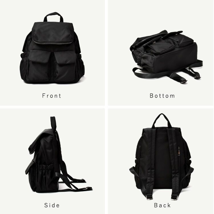 日本代購 - 尼龍輕量 10口袋多功能後背包/媽媽包-黑灰迷彩 (32x29x12cm)