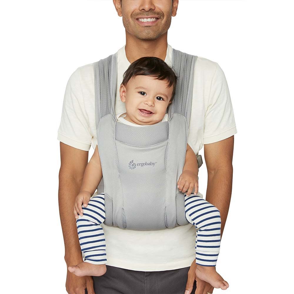 美國 ergobaby - Embrace 環抱二式初生嬰兒背帶柔軟透氣款-灰色