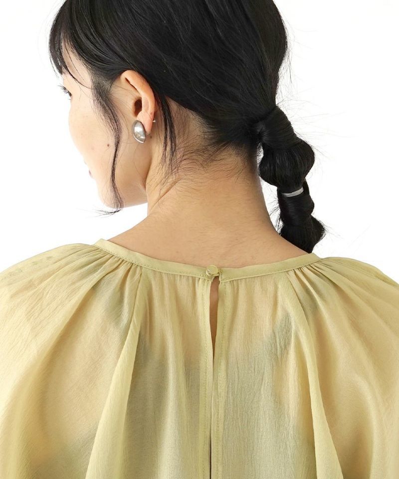 日本 zootie - 空氣感透膚優雅泡泡袖上衣-焦糖棕