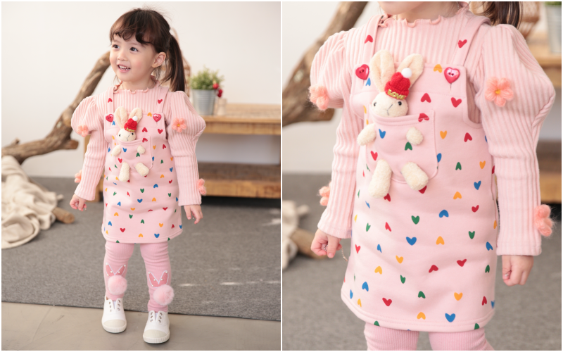 韓國 Coco rabbit - 兔兔口袋娃娃吊帶裙-粉紅