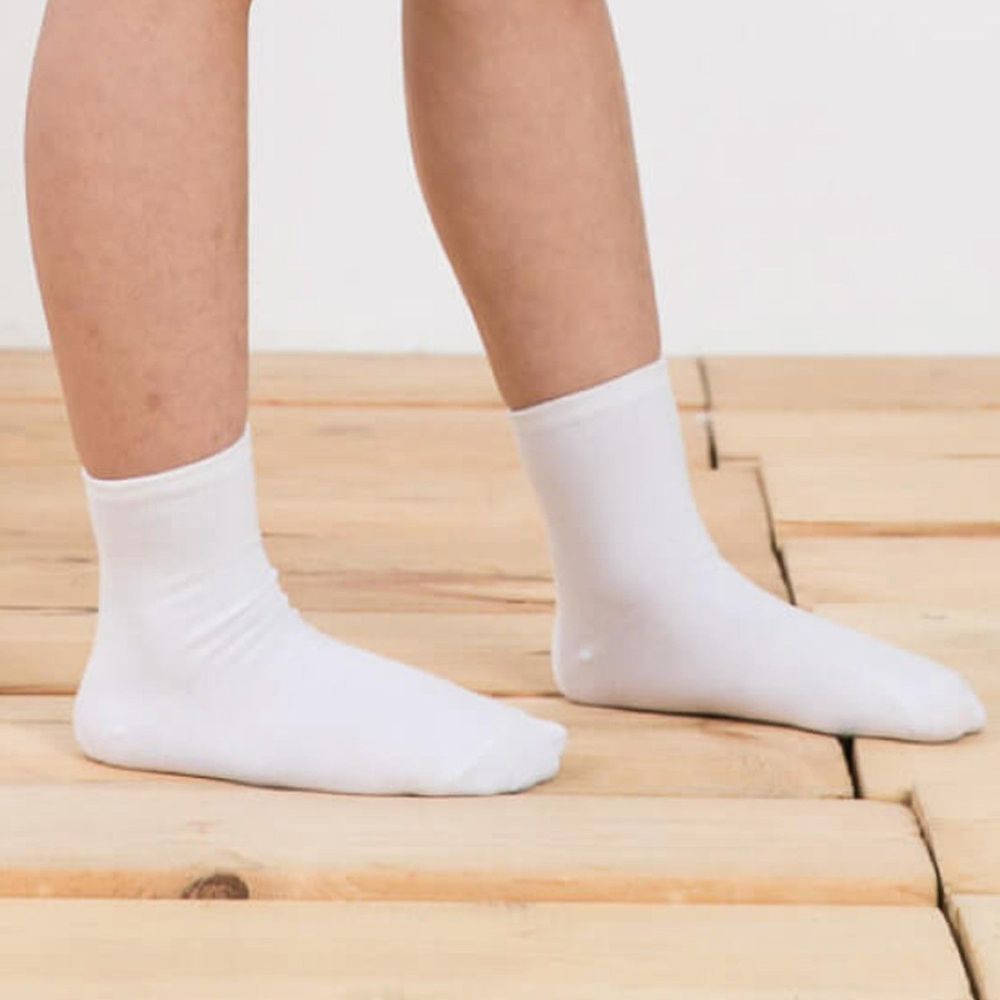 貝柔 Peilou - 兒童精梳棉細針學生襪(6雙組)-短襪-白灰底