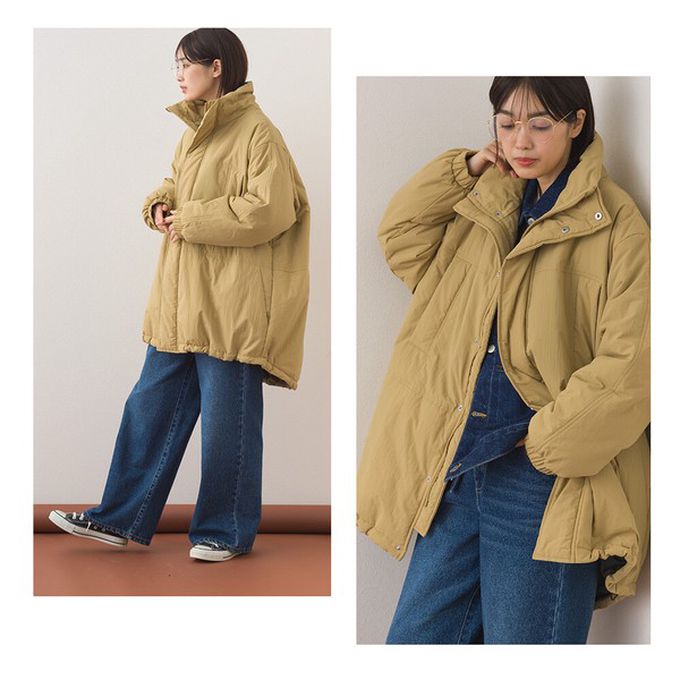 日本 OMNES - 蓬鬆厚感科技羽絨大衣保暖外套-海軍藍