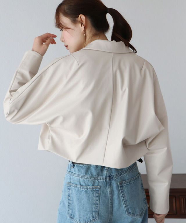 日本 BLUE EAST - 俐落短版西裝外套-米白