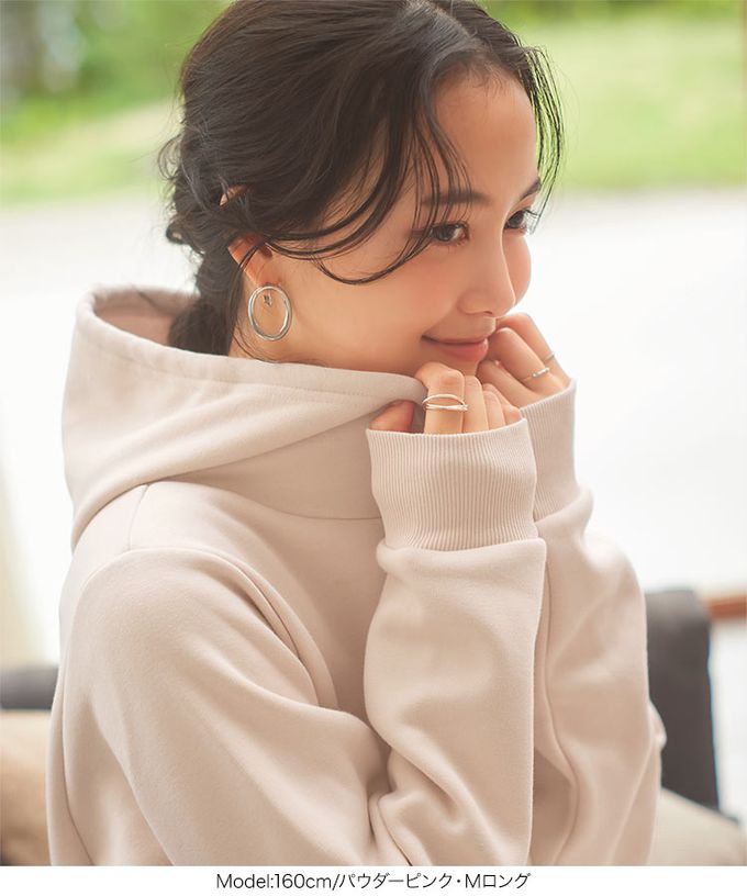 日本 Kobe Lettuce - 極上溫暖 裏起毛修身帽T洋裝-抹茶綠