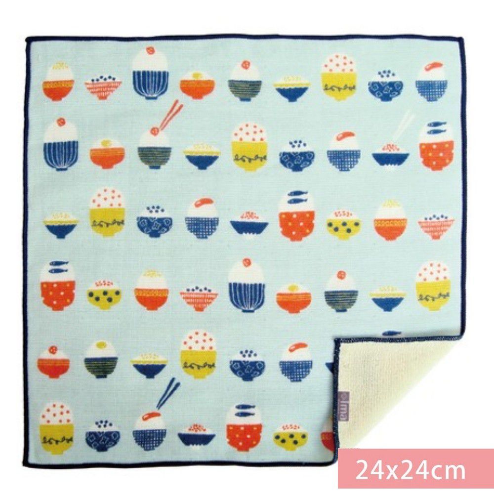 日本代購 - 【ima+】日本製今治純棉手帕-豐盛米飯-薄荷 (24x24cm)