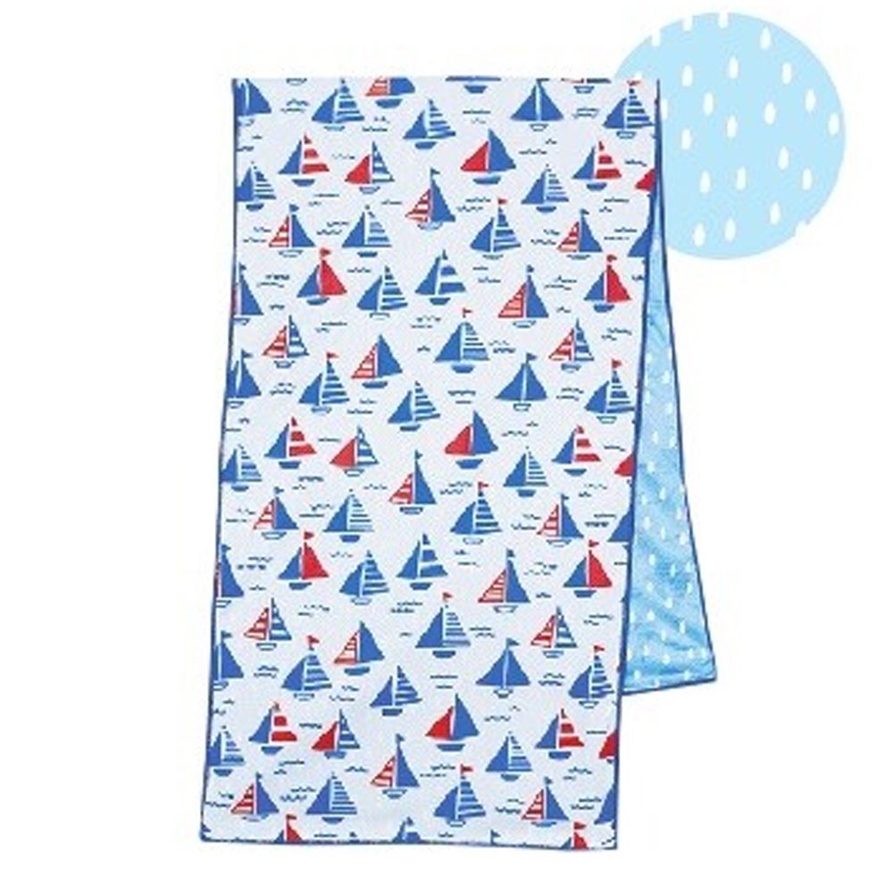 日本現代百貨 - 抗UV水涼感巾(附收納罐)-帆船-白藍 (30x100cm)