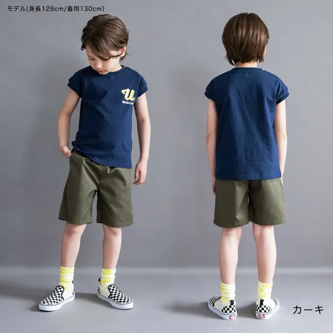 日本 BRANSHES - 挺版帥氣百搭五分褲-素色-中藍