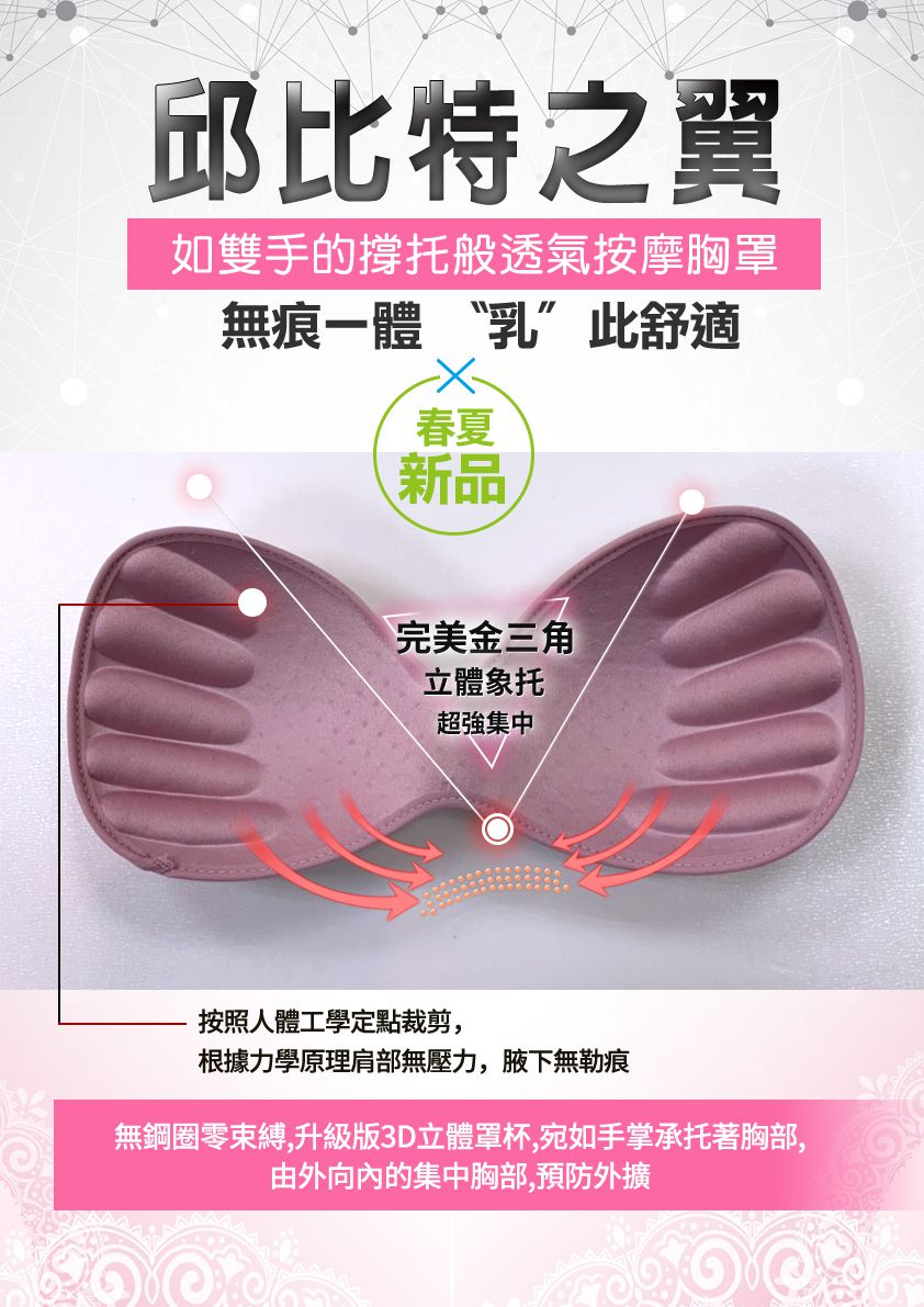 香茉 CHANMODE - 輕透無痕蕾絲美背呼吸捧杯內衣-貼合內衣款-黑/膚/粉-內衣x3件