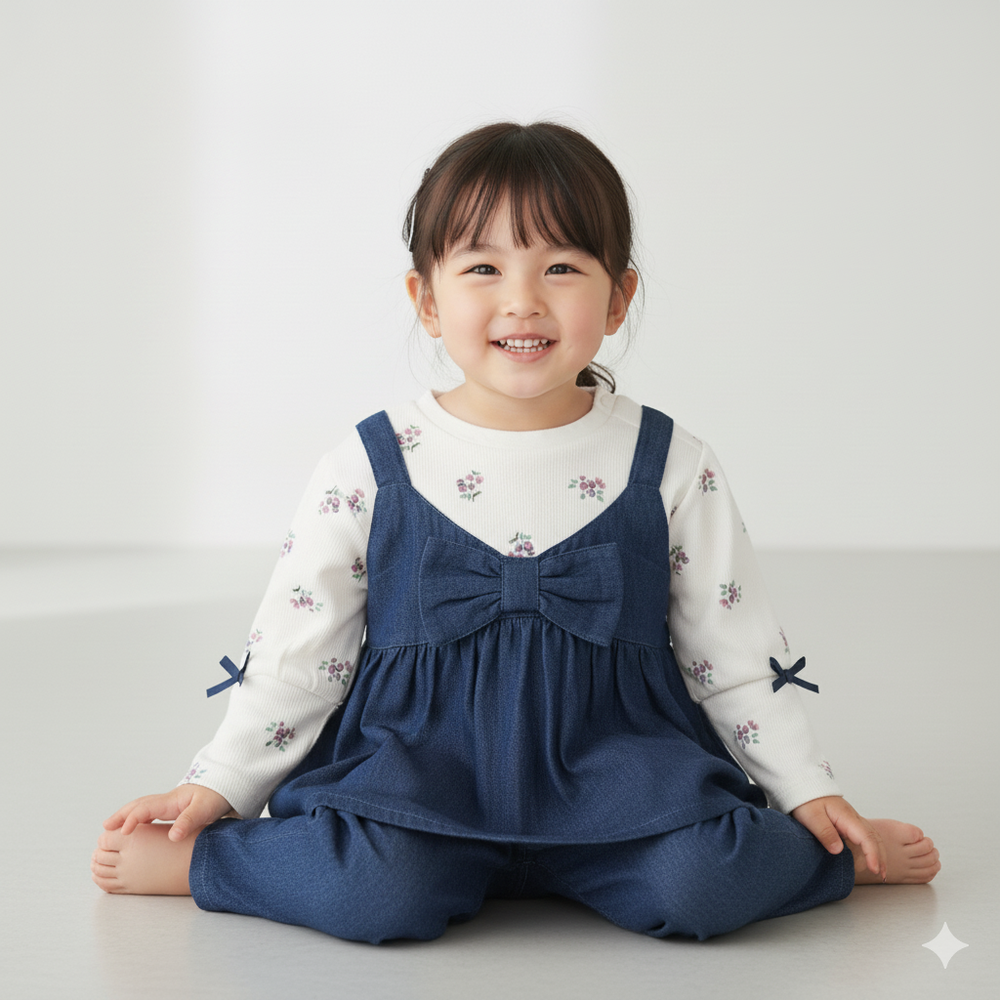 長袖假兩件T恤-米白色