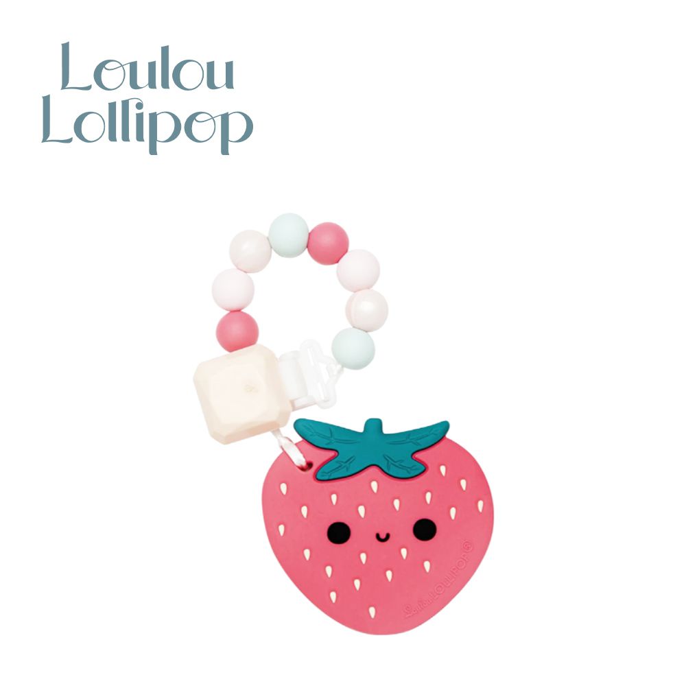 Loulou Lollipop - 加拿大 造型固齒器/奶嘴鍊組 - 草莓甜心