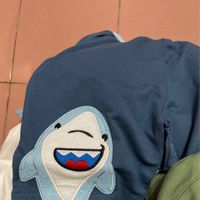 純棉運動短褲-立體鯊魚-藍色