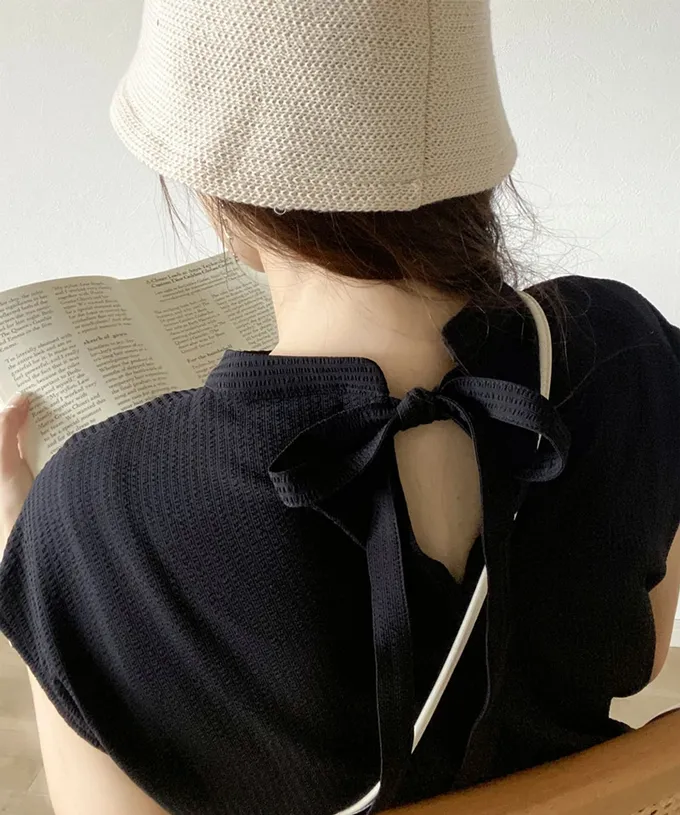 日本 Classical Elf - 襯衫式A字甜美法式袖洋裝-黑白條紋