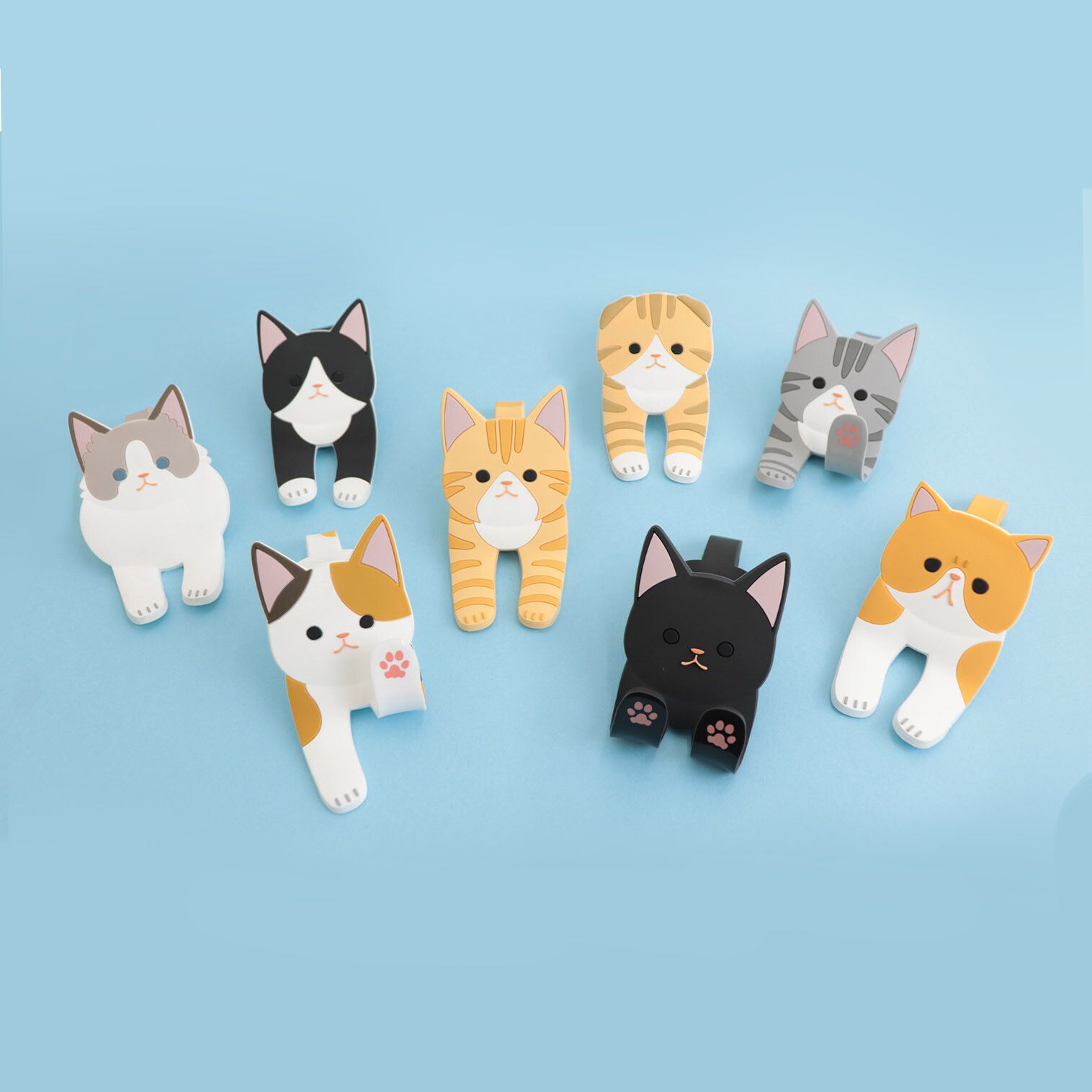 日本 TOYO CASE - 可彎折磁鐵置物掛鉤/夾子-貓咪-橘白