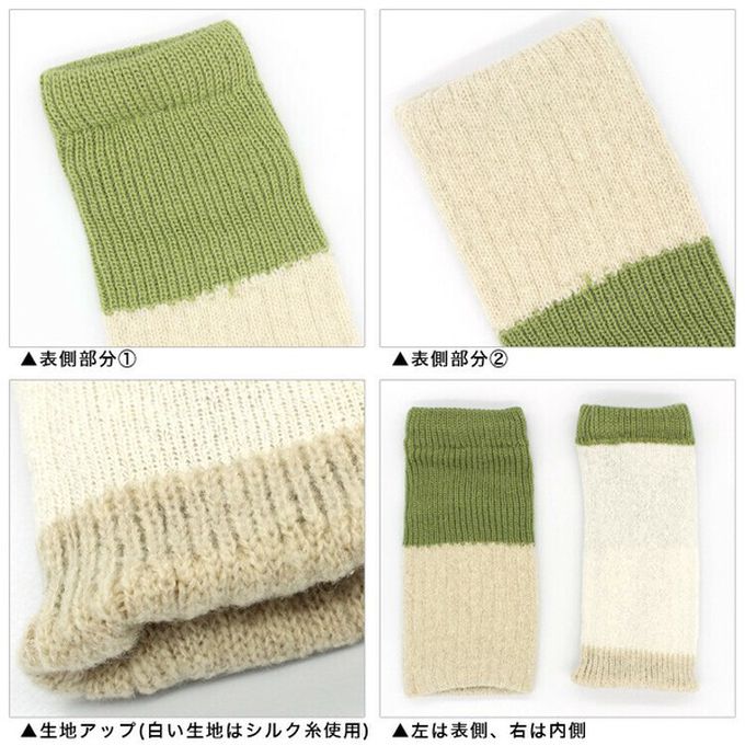 日本代購 - 日本製 羊毛混絲綢保暖兒童襪套-莓果紫x淺杏 (F)