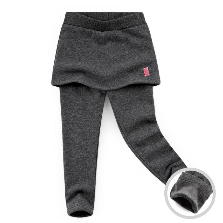 韓國 Jelispoon - (內刷毛)果凍熊內搭褲裙-灰