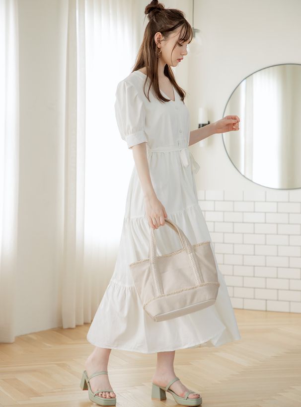 日本 GRL - 100%棉 厚磅抽鬚帆布托特包-黑 (F)