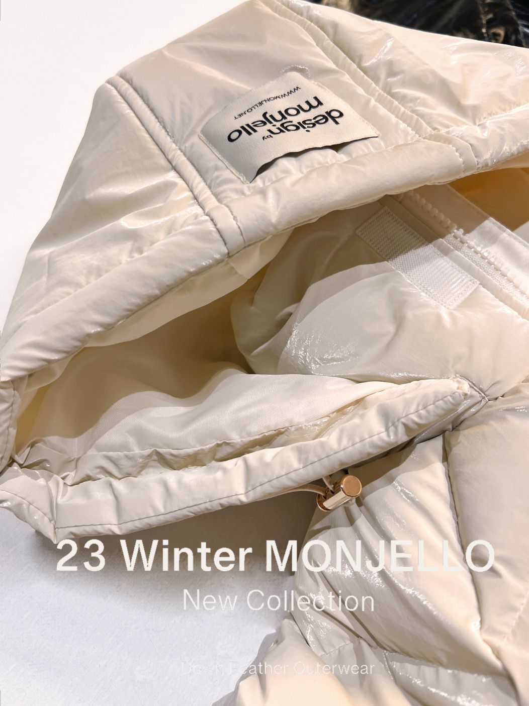 韓國 MONJELLO - (100%鴨絨)極暖立領短版羽絨外套-黑