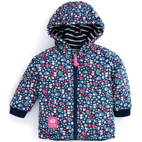 英國 JoJo Maman BeBe - 雙面穿鋪棉防水保暖外套-刺蝟與綿羊