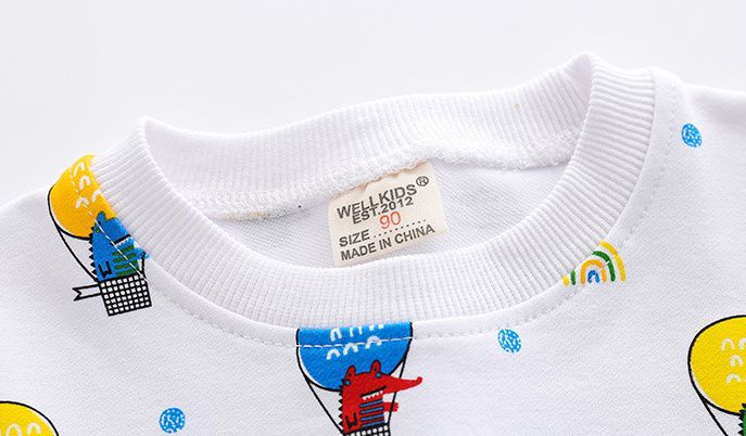 WELLKIDS - 圓領棉質長袖上衣/大學T-繽紛熱氣球-湖水藍